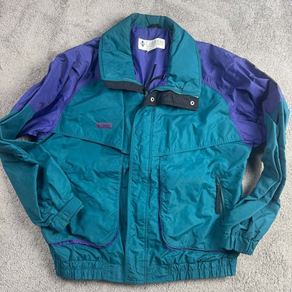 Vintage Columbia Men's XL Powder Keg Windbreaker Fullzip Jacket Y2K 90s Teal